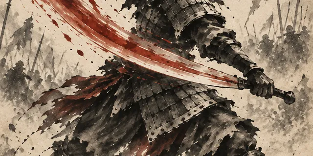殺牌:武將揮刀斬出紅色刀光
